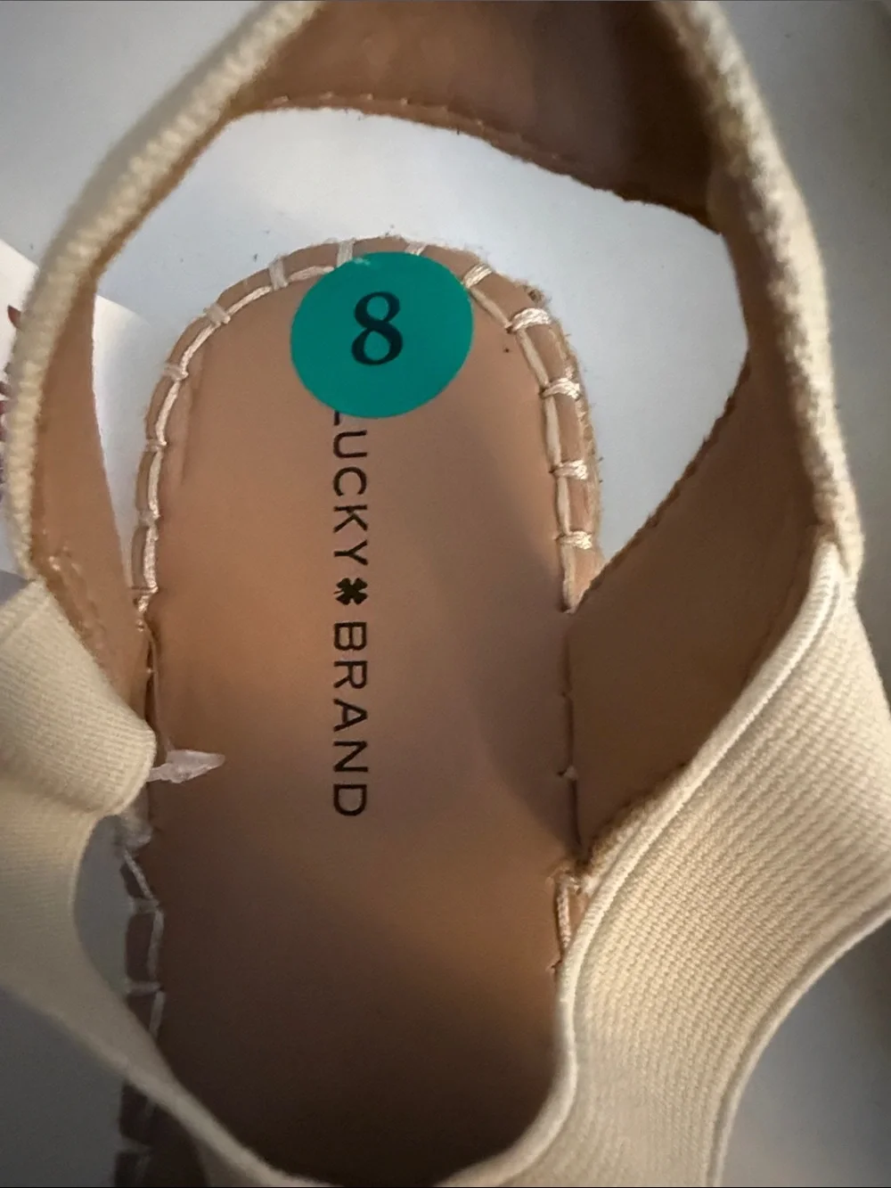 Lucky Canvas Sling Espadrilles in Cream size 8 new never worn